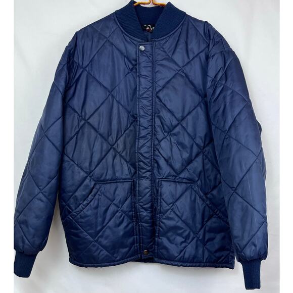 Vintage Walls Men's Size Medium Blue Quilted Long Sleeve Zip Up Jacket - Picture 1 of 10
